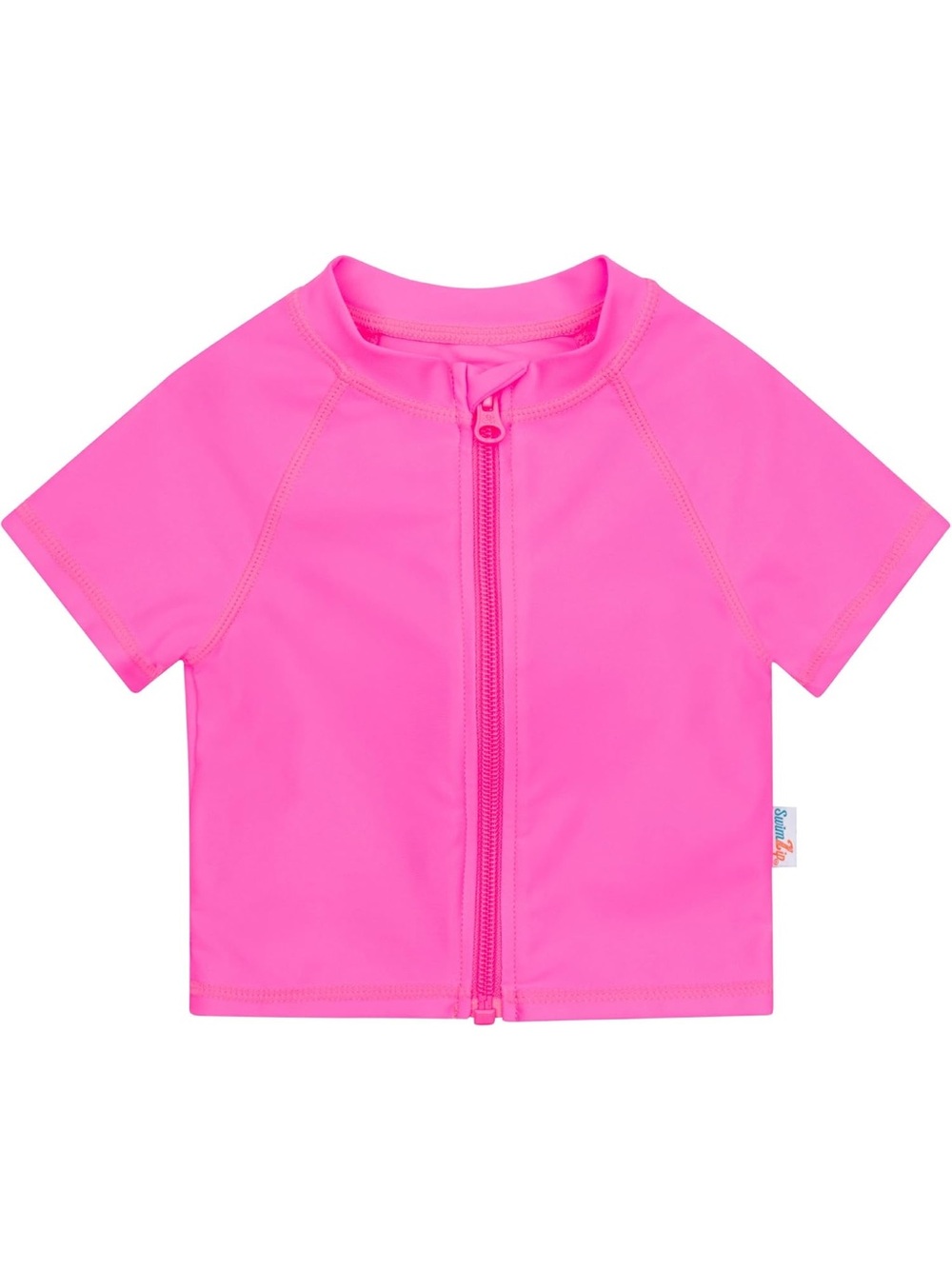 Kids Hot Pink Short-Sleeve Zip Front Swim Shirt 18-24 Months